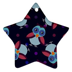 Owl Pattern Background Star Ornament (two Sides) by Wegoenart