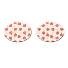 Strawberries Pattern Design Cufflinks (oval) by Wegoenart