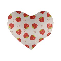 Strawberries Pattern Design Standard 16  Premium Flano Heart Shape Cushions by Wegoenart