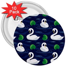 Swan Pattern Elegant Design 3  Buttons (10 Pack)  by Wegoenart