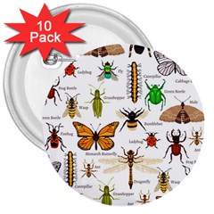 Insects-seamless-pattern 3  Buttons (10 Pack)  by Wegoenart