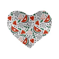 Seamless-vector-pattern-with-watermelons-mint Standard 16  Premium Flano Heart Shape Cushions by Wegoenart