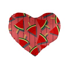 Red Watermelon Popsicle Standard 16  Premium Flano Heart Shape Cushions by ConteMonfrey