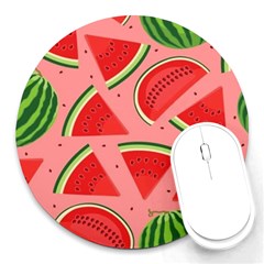 Red Watermelon  Round Mousepad by ConteMonfrey