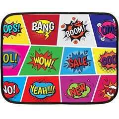 Pop Art Comic Vector Speech Cartoon Bubbles Popart Style With Humor Text Boom Bang Bubbling Expressi Fleece Blanket (mini) by Wegoenart