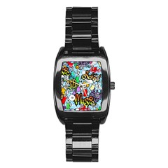 Graffiti Characters Seamless Patterns Stainless Steel Barrel Watch by Wegoenart