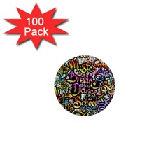 Graffiti Word Seamless Pattern 1  Mini Magnets (100 Pack)  by Wegoenart