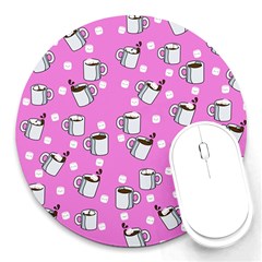 Coffee Chocolate Milk Drink Hot Round Mousepad by Wegoenart