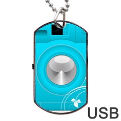 Blue Washing Machine, Electronics Dog Tag Usb Flash (one Side) by Jancukart