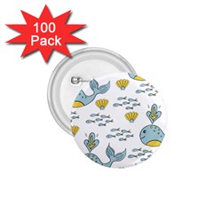 Cartoon Whale Seamless Background Pattern 1 75  Buttons (100 Pack)  by Jancukart