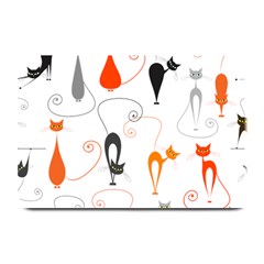 Cartoon Cat Seamless Pattern Graphic Plate Mats by Jancukart