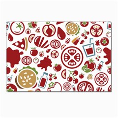 Pizza Seamless Pattern Background Postcards 5  X 7  (pkg Of 10) by Jancukart