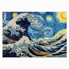 The Great Wave Of Kanagawa Painting Starry Night Vincent Van Gogh Large Glasses Cloth (2 Sides) by danenraven