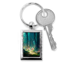 Magical Forest Forest Painting Fantasy Key Chain (rectangle) by danenraven