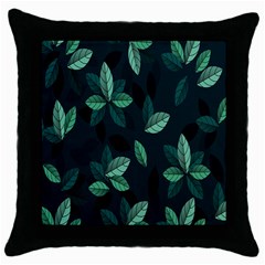 Leaves Pattern Throw Pillow Case (black) by artworkshop