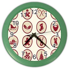 Christmas Winter Symbols Color Wall Clock by artworkshop