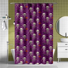 Background Halloween Pattern Pumpkin Skeleton Bat Shower Curtain 48  X 72  (small)  by Ravend