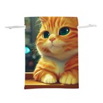 Cute Cat Cat Feline 3d Lightweight Drawstring Pouch (S) Back