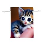 Cute Kitten Kitten Animal Wildlife 3d Lightweight Drawstring Pouch (L) Back