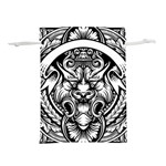 Tiger Illustration Vintage Border Frame Engraving With Retro Ornament Pattern Antique Rococo Style D Lightweight Drawstring Pouch (M) Front