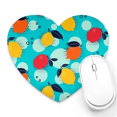 Pop Art Style Citrus Seamless Pattern Heart Mousepad by Pakemis