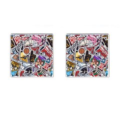 Vintage College Colorful Seamless Pattern Cufflinks (square) by Pakemis