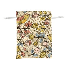 Seamless Pattern With Flower Bird Lightweight Drawstring Pouch (s) by Pakemis