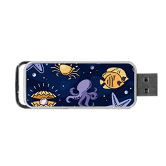 Marine Seamless Pattern Thin Line Memphis Style Portable Usb Flash (two Sides) by Pakemis