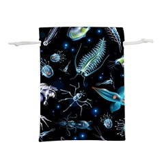 Colorful Abstract Pattern Consisting Glowing Lights Luminescent Images Marine Plankton Dark Backgrou Lightweight Drawstring Pouch (l) by Pakemis