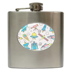 Cute-seamless-pattern-with-space Hip Flask (6 Oz) by Pakemis