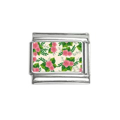 Cute-pink-flowers-with-leaves-pattern Italian Charm (9mm) by Pakemis