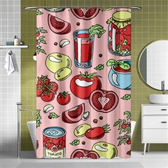 Tomato-seamless-pattern-juicy-tomatoes-food-sauce-ketchup-soup-paste-with-fresh-red-vegetables-backd Shower Curtain 48  X 72  (small)  by Pakemis