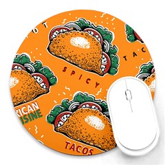 Seamless Pattern With Taco Round Mousepad by Pakemis