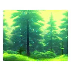 Anime Forrest Nature Fantasy Sunset Trees Woods Flano Blanket (large) by Uceng