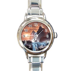 Water Waterfall Nature River Lake Planet Fantasy Round Italian Charm Watch by Uceng