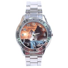 Water Waterfall Nature River Lake Planet Fantasy Stainless Steel Analogue Watch by Uceng