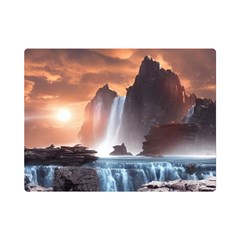 Water Waterfall Nature River Lake Planet Fantasy Flano Blanket (mini) by Uceng