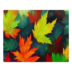 Leaves Foliage Autumn Nature Forest Fall Flano Blanket (large) by Uceng