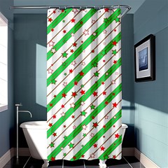 Christmas Paper Stars Pattern Texture Background Colorful Colors Seamless Shower Curtain 36  X 72  (stall)  by Uceng