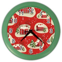 Christmas New Year Seamless Pattern Color Wall Clock by Uceng