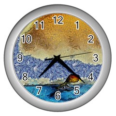 Abstract Painting Art Texture Wall Clock (silver) by Ravend