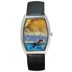 Abstract Painting Art Texture Barrel Style Metal Watch by Ravend