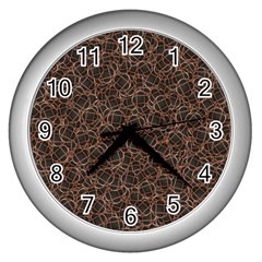 Random Abstract Geometry Motif Pattern Wall Clock (silver) by dflcprintsclothing