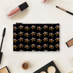 Dancing Clowns Black Cosmetic Bag (small) by TetiBright