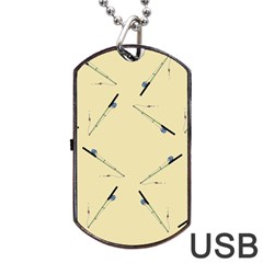 Fishing Rods Pattern Brown Dog Tag Usb Flash (two Sides) by TetiBright