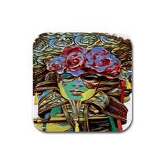 Carnival Mask - Venetian Mask - Italy Vintage Rubber Square Coaster (4 Pack) by ConteMonfrey