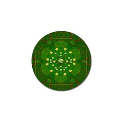 Lotus Bloom In Gold And A Green Peaceful Surrounding Environment Golf Ball Marker by pepitasart