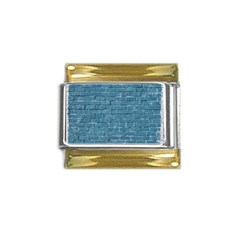 White And Blue Brick Wall Gold Trim Italian Charm (9mm) by artworkshop