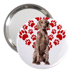 Weimaraner Gifts T- Shirt Cool Weimaraner Valentine Heart Paw Weimaraner Dog Lover Valentine Costume 3  Handbag Mirrors by maxcute