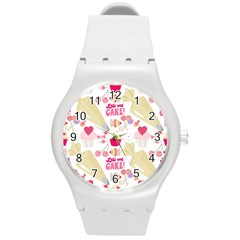 Desserts Pastries Baking Wallpaper Round Plastic Sport Watch (m) by Ravend